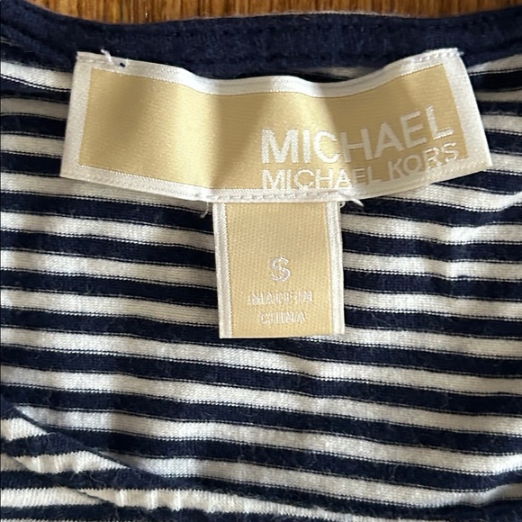 Michael Kors Navy & White Striped Cold Shoulder Top Small - Picture 4 of 6